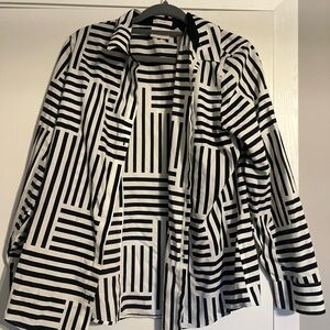 Chico's Black and White Striped Button Down Shirt